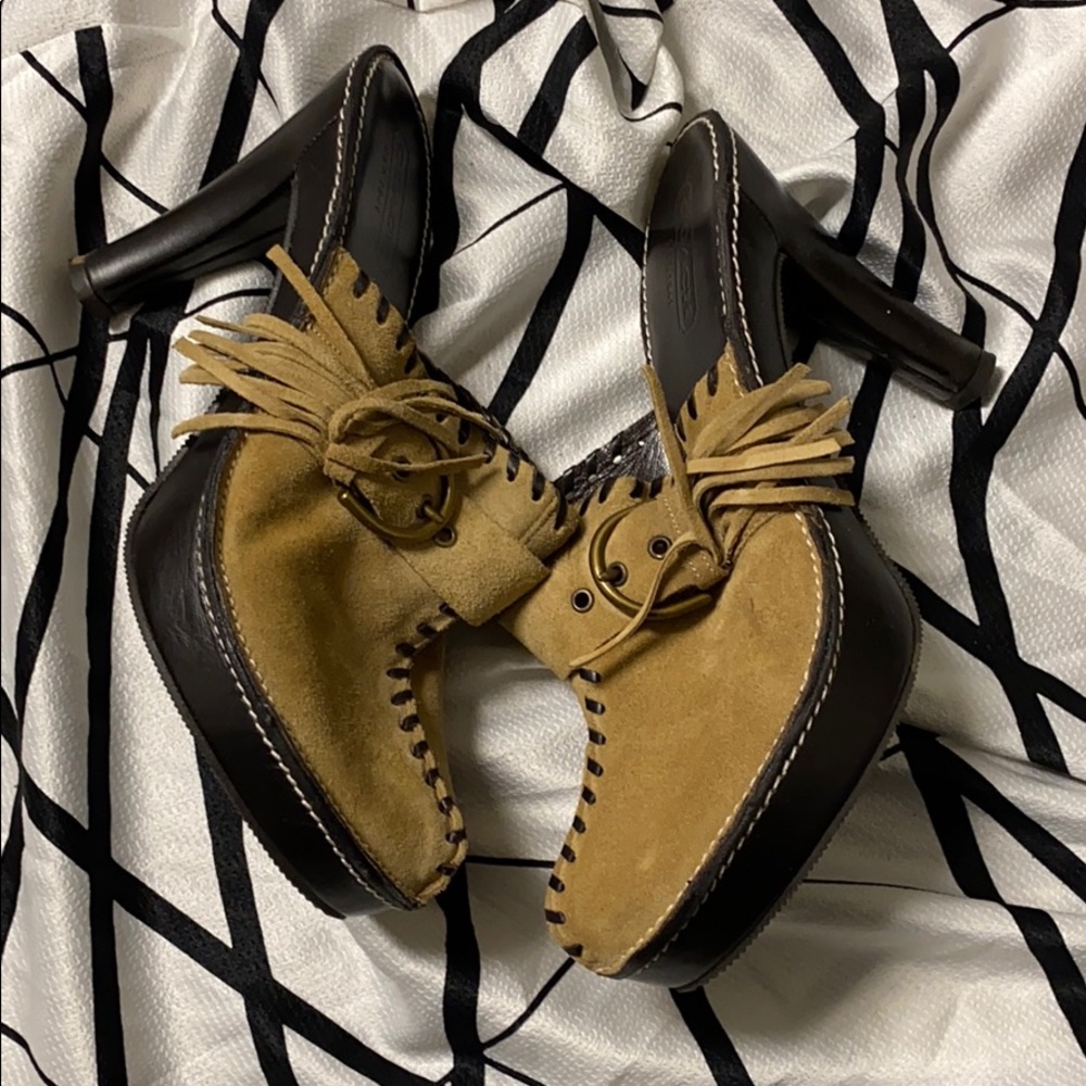 Coach Suede Leather Slides With Tassels